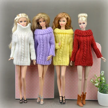 Кукольный вязаный свитер ручной работы, топы, пальто, платье, Шляпа, аксессуары для одежды для куклы BB 1: 6 BBI0010016