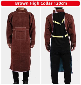 Кожаный Замшевый Защитный костюм для электросварки, защищенный от ожогов, Огнестойкая Теплоизоляционная одежда, Рабочий Коричневый Фартук