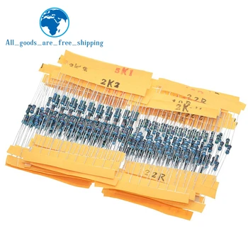 TZT 300 шт./лот 1/4 Вт Комплект металлических пленочных резисторов, 1% Набор резисторов Ассорти, набор сопротивлений 10-1 М Ом, 30 значений по 10 шт.